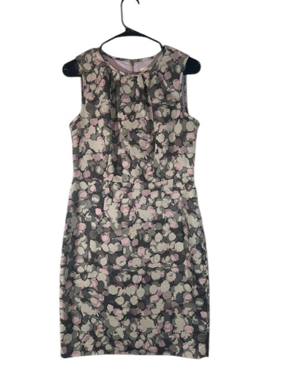 Ann Taylor Gray Multi Color Floral Sleeveless Scoop Neck Sheath Dress Women Sz 6